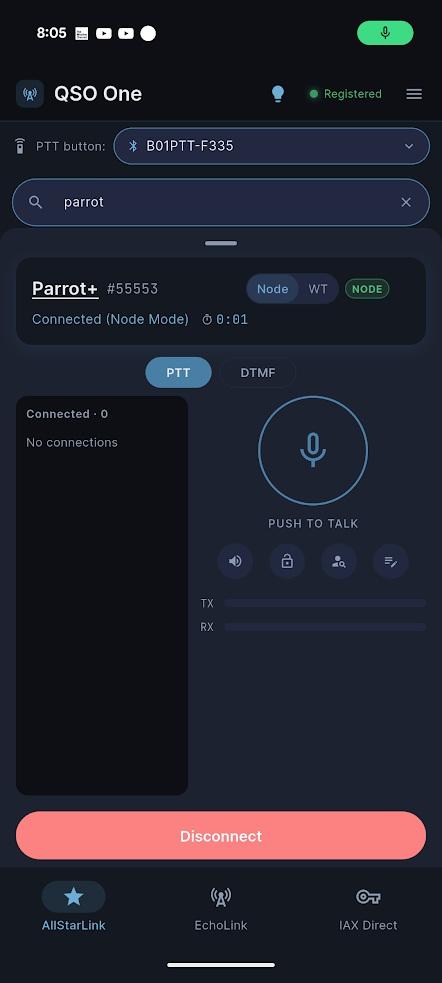 QSO One for Android — PTT view